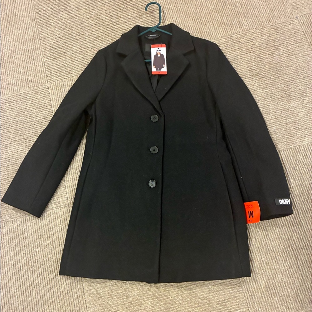 DKNY Women's Elegant Black wool coat  size M